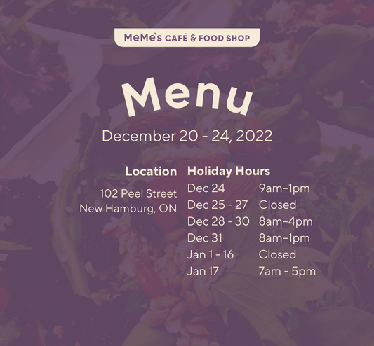 December 20 - 24: Menu