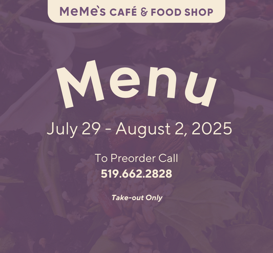 July 29 - August 2: Menu