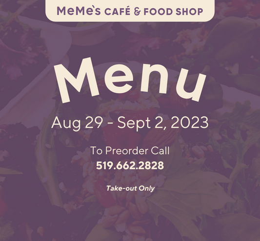 Aug. 29 - Sept. 2: Menu