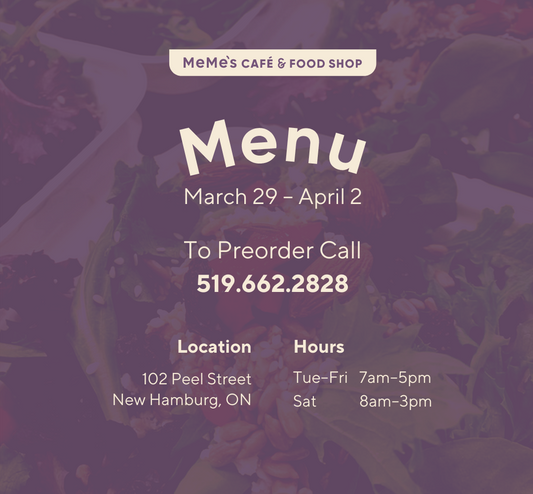March 29 - April 2: Menu
